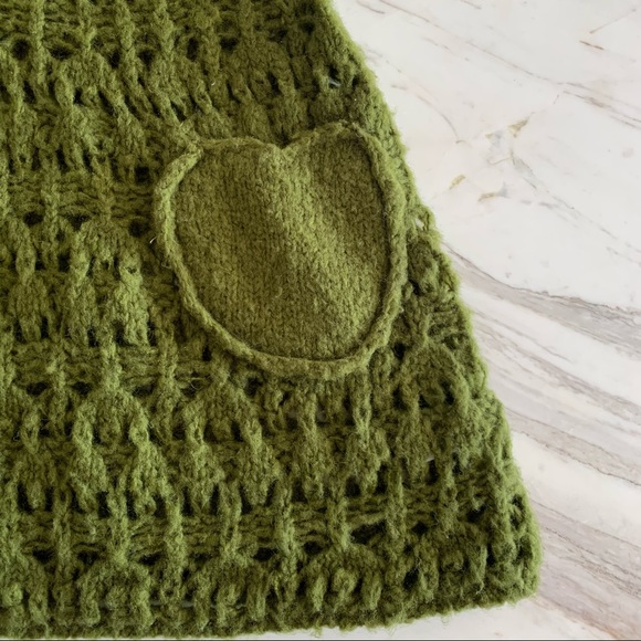 ✨LAST CHANCE 💚Lux Army Green Sweater Tank Acrylic Wool Heart Pockets Small - Picture 4 of 6